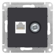 Механизм розетки комп. 2-м  ATLAS DESIGN RJ45 кат. 5Е+TV карбон SchE ATN001089