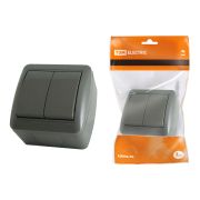 Выключатель 2-кл. открытой установки IP44 10А серый «Селигер» TDM SQ1818-0102