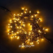 Гирлянда светодиодная 230V 100LED 7.92m ЖЕЛТЫЙ провод черн. с контрол. IP44
