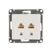 Glossa Розетка 2-ая RJ45+RJ45 .бел. механизм SE GSL000185KK  (1шт)