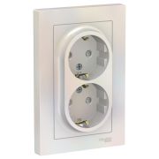 Розетка 2-м СП AtlasDesign16А IP20 с заземл. защ. шторки в сборе  жемчуж. SchE ATN000426