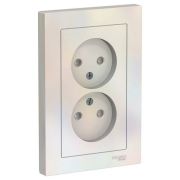 Розетка 2-м СП AtlasDesign16А IP20 б/з защ. шторки в сборе  жемчуж. SchE ATN000422