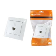 Розетка компьютерная RJ45 белая «Лама» TDM