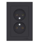 Розетка 2-м СП AtlasDesign16А IP20 без заземл. в сборе карбон SchE ATN001020