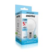 Лампа светодиод. Smartbuy-G45-5W/4000/E27 (Шар 40Вт)