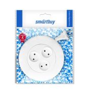 Удлинитель 3 гнезда 3м б/з 10А/2,2кВт круглый, белый Smartbuy