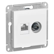 Механизм розетки комп. 2-м  ATLAS DESIGN RJ45 кат. 5Е+TV бел. SchE ATN000189