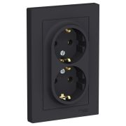 Розетка 2-м СП AtlasDesign16А IP20 с заземл. в сборе карбон SchE ATN001024