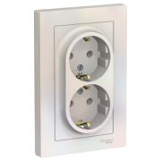 Розетка 2-м СП AtlasDesign16А IP20 с заземл. в сборе  жемчуж. SchE ATN000424