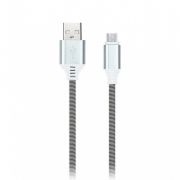 Дата-кабель Smartbuy Micro кабель в резин. оплетке Gear, 1м. мет.након., <2А, бел.(iK-12ERG white)