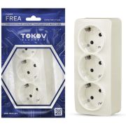 Розетка 3-м ОП Frea 16А IP20 250В с заземл. АБС-пластик беж. TOKOV ELECTRIC TKE-FR-R3Z-C02